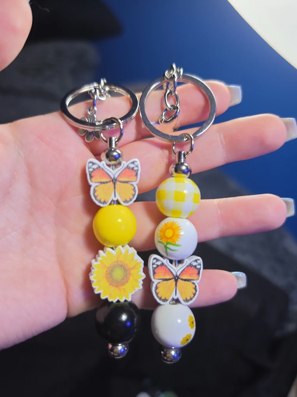 Handmade Sunflower Beaded Keychains